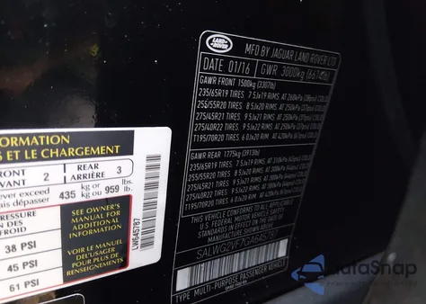 2016 Land Rover Range Rover Sport 3.0L V6 Supercharged Se z USA, uszkodzony, nr VIN SALWG2VF7GA645787